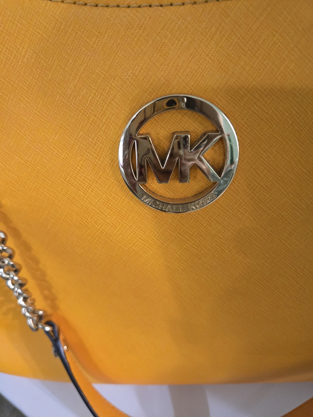 Michael Kors Yellow Saffiano Leather Chain Tote - Picture 2 of 8